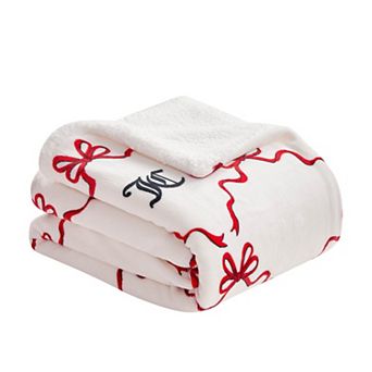 Juicy Couture Plush Reversible Sherpa Throw Blanket