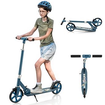 Folding Aluminum Alloy Scooter with 3 Adjustable Heights-Blue