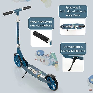Folding Aluminum Alloy Scooter with 3 Adjustable Heights-Blue