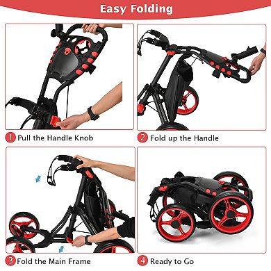 Golf Push Pull Cart with Foot Brake