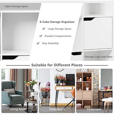 Free Standing 9 Cube Storage Wood Divider Bookcase for Home and Office-White