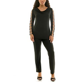 Women's Nina Leonard 2 pc Drape Top & Pant Set