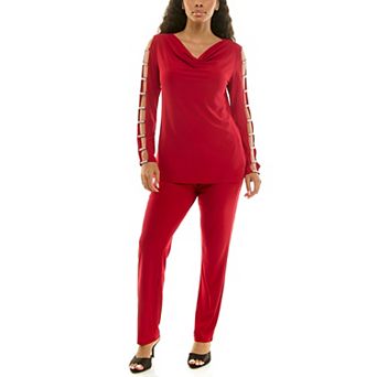 Women's Nina Leonard 2 pc Drape Top & Pant Set