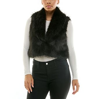 Women's Nina Leonard Cropped Faux Fur Vest