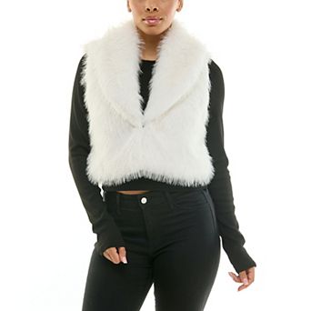 Women's Nina Leonard Cropped Faux Fur Vest