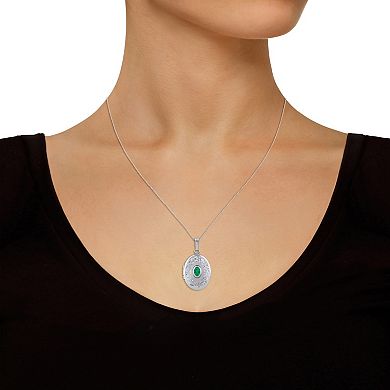 Celebration Gems Sterling Silver Lab Created Gemstone Pendant Necklace