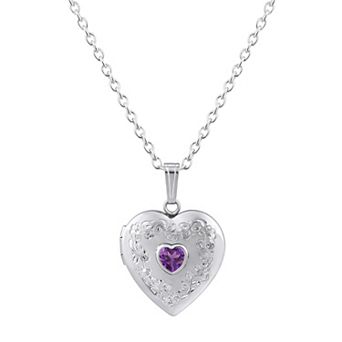 Celebration Gems Sterling Silver Heart Shape Gemstone Pendant Necklace