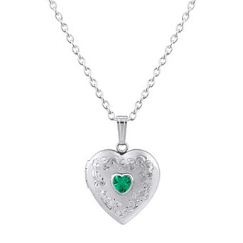 Celebration Gems Sterling Silver Heart Shape Gemstone Pendant Necklace