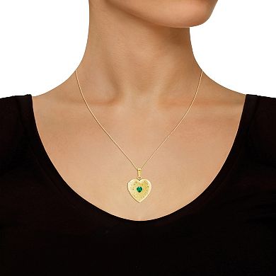Celebration Gems 14k Yellow Gold Over Silver Heart Shape Gemstone Locket Pendant Necklace
