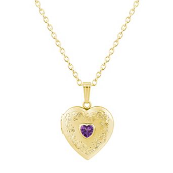 Celebration Gems 14k Yellow Gold Over Silver Heart Shape Gemstone Locket Pendant Necklace