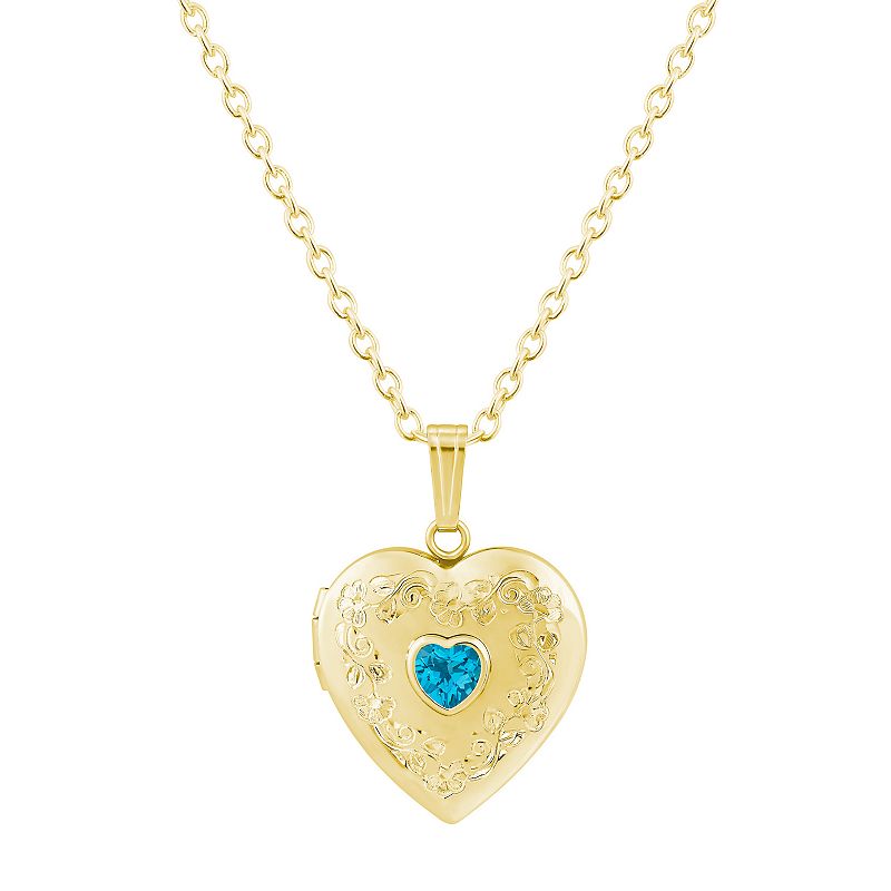 Celebration Gems 14k Yellow Gold Over Silver Heart Shape Gemstone Locket Pendant Necklace, Women's, 