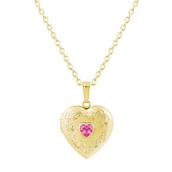 Celebration Gems 14k Yellow Gold Over Silver Heart Shape Gemstone Locket Pendant Necklace