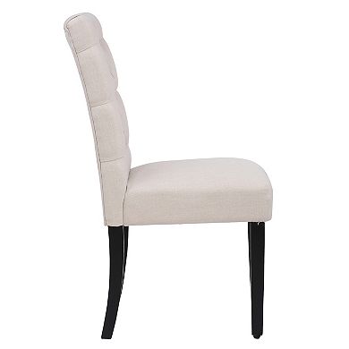 Westintrends Upholstered Linen Tufted Side Chair (set Of 2)