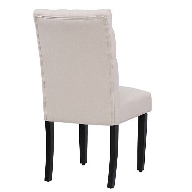 Westintrends Upholstered Linen Tufted Side Chair (set Of 2)