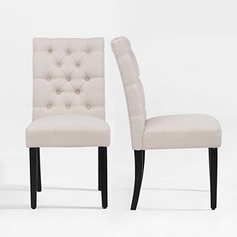Westintrends Upholstered Linen Tufted Side Chair (set Of 2)