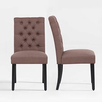 Westintrends Upholstered Linen Tufted Side Chair (set Of 2)