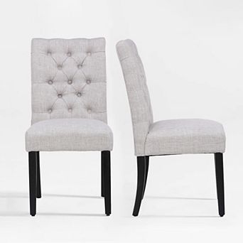 Westintrends Upholstered Linen Tufted Side Chair (set Of 2)