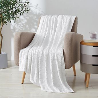 Kate Aurora Ultra Soft and Plush Modern Ogee Fleece Throw Blanket Covers