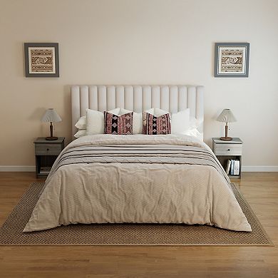 Furinno 15.6" x 17.8" x 24.2" Nightstand with Knob Modern End Table with Drawer & Open Storage, Gray