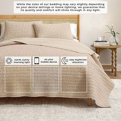 Madelinen® Honeycomb Waffle Weave Quilt & Shams Set