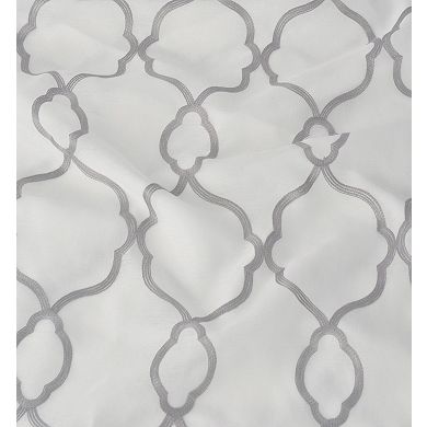 Kate Aurora 2 Pack Geo Trellis Double Layered Sheer Embroidered Grommet Curtains