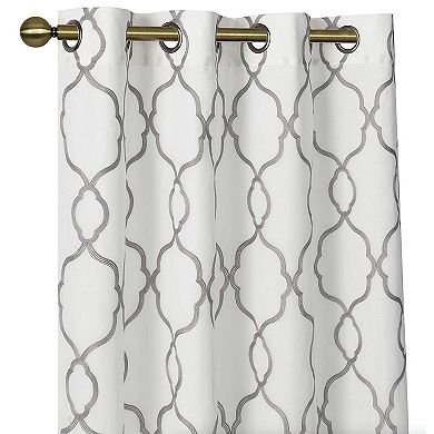 Kate Aurora 2 Pack Geo Trellis Double Layered Sheer Embroidered Grommet Curtains