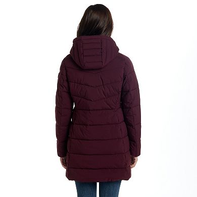 Women's Weathercast Hooded Channel Stretch Quilted Puffer Jacket