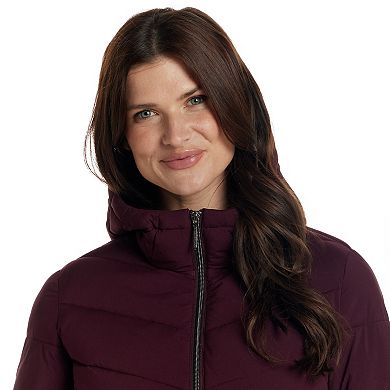 Women's Weathercast Hooded Channel Stretch Quilted Puffer Jacket