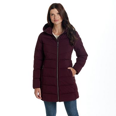 Women's Weathercast Hooded Channel Stretch Quilted Puffer Jacket