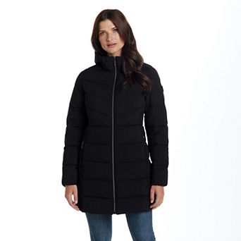 Women's Weathercast Hooded Channel Stretch Quilted Puffer Jacket