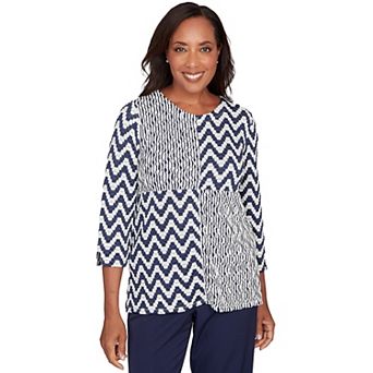 Plus Size Alfred Dunner Textured Panel Spliced Knit Top