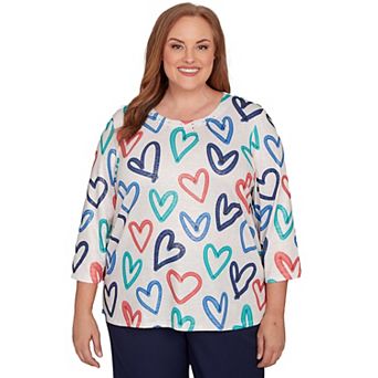 Plus Size Alfred Dunner Tossed Heart Pattern Knit Top