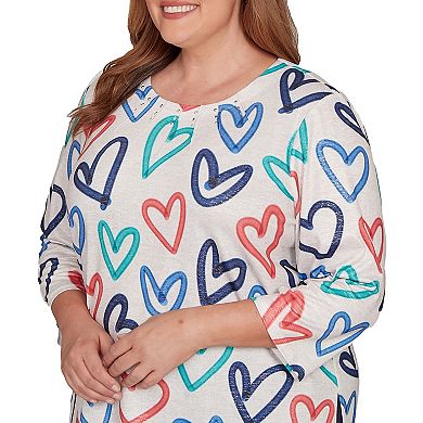 Plus Size Alfred Dunner Tossed Heart Pattern Knit Top