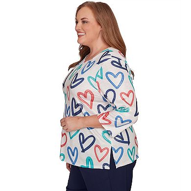 Plus Size Alfred Dunner Tossed Heart Pattern Knit Top
