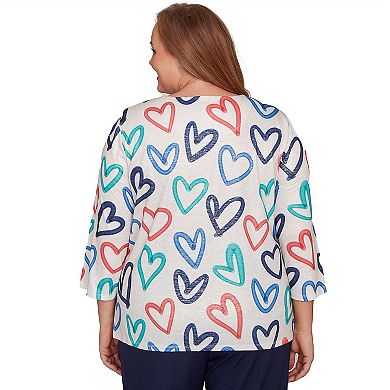 Plus Size Alfred Dunner Tossed Heart Pattern Knit Top