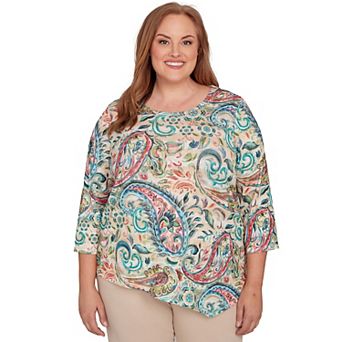 Plus Size Alfred Dunner Classic Paisley Print Pullover Knit Top