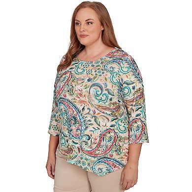 Plus Size Alfred Dunner Classic Paisley Print Pullover Knit Top