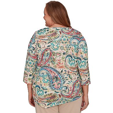 Plus Size Alfred Dunner Classic Paisley Print Pullover Knit Top