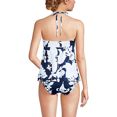 Women's Lands' End Flutter High Neck Halter Tankini Top