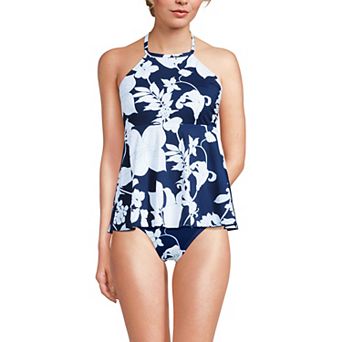 Women's Lands' End Flutter High Neck Halter Tankini Swim Top