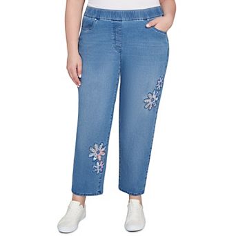 Plus Size Alfred Dunner Floral Applique Detail Average Length Pants
