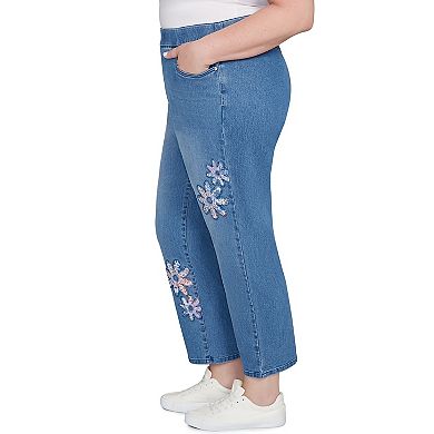 Plus Size Alfred Dunner Floral Applique Detail Average Length Pants