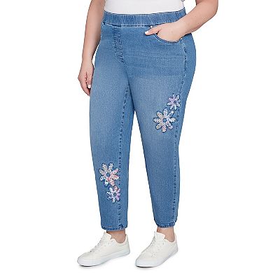 Plus Size Alfred Dunner Floral Applique Detail Average Length Pants