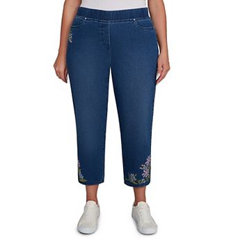 Plus Size Alfred Dunner Cross Stitch Flower Embroidery Ankle Pants