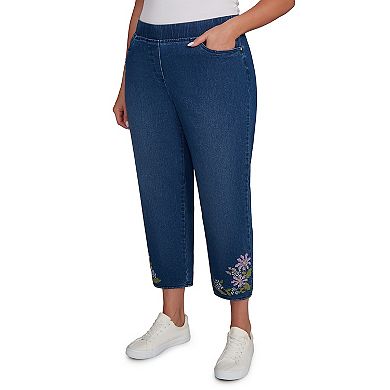 Plus Size Alfred Dunner Cross Stitch Flower Embroidery Ankle Pants