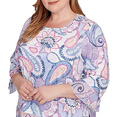 Plus Size Alfred Dunner Paisley Print Layered Hem Knit Top