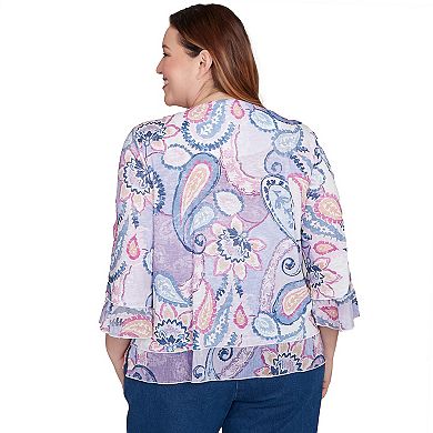 Plus Size Alfred Dunner Paisley Print Layered Hem Knit Top