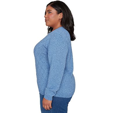 Plus Size Alfred Dunner Center Embroidery Accent Sweater