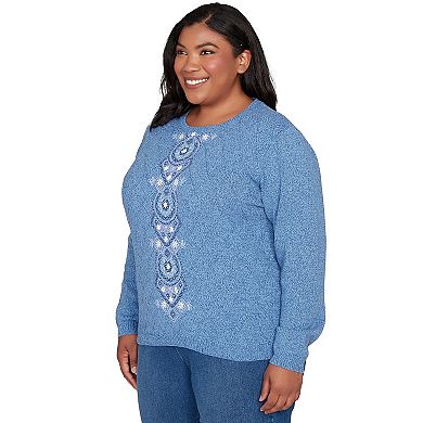 Plus Size Alfred Dunner Center Embroidery Accent Sweater
