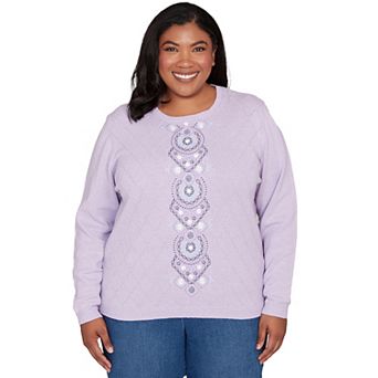 Plus Size Alfred Dunner Center Embroidery Accent Sweater